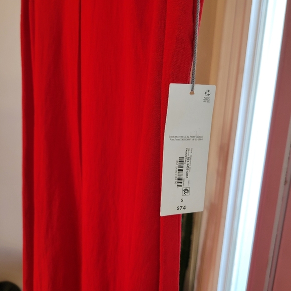 NWT Liz Claiborne Gorgeous Red Sleeveless Floor Length Linen Blend Dress, Size S - Picture 6 of 10